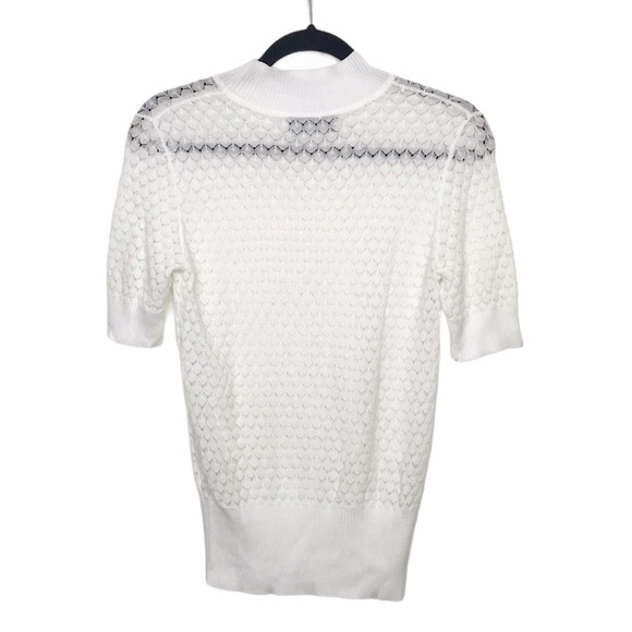 Storm & Marie White Elena SS Sweater Short Sleeve Open Knit Sweater - Picture 2 of 9